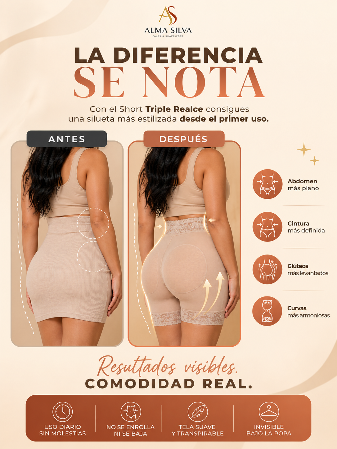 Short Levanta Cola - beneficios