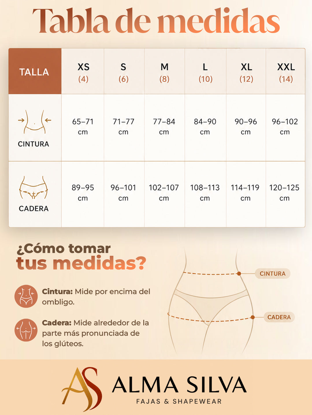 Tabla de medidas Alma Silva